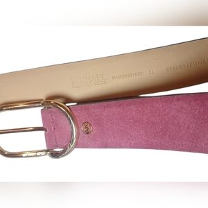 Michael Kors Wine Colored Suede Belt With Gold Hardware. Size XL